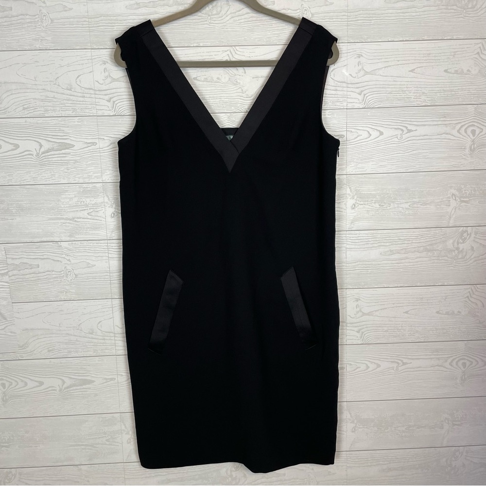 Lauren Ralph Lauren Black V-Neck Sleeveless Sheath Dress Sz 8